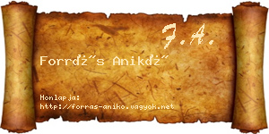 Forrás Anikó névjegykártya