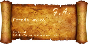 Forrás Anikó névjegykártya
